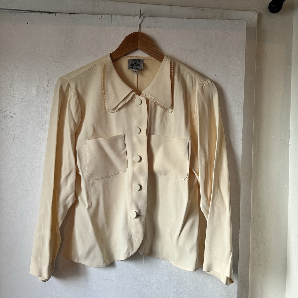 Zelda Blouse Butter Yellow Pointed Collar Retro Pin-up Office Coquette Rayon SM